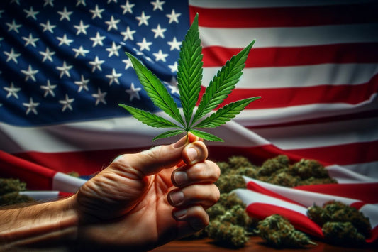 American flag and Cannbis leaf