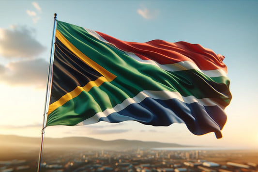 Waving flag of South Africa