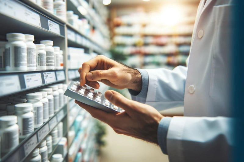 A doctor holding a medicine