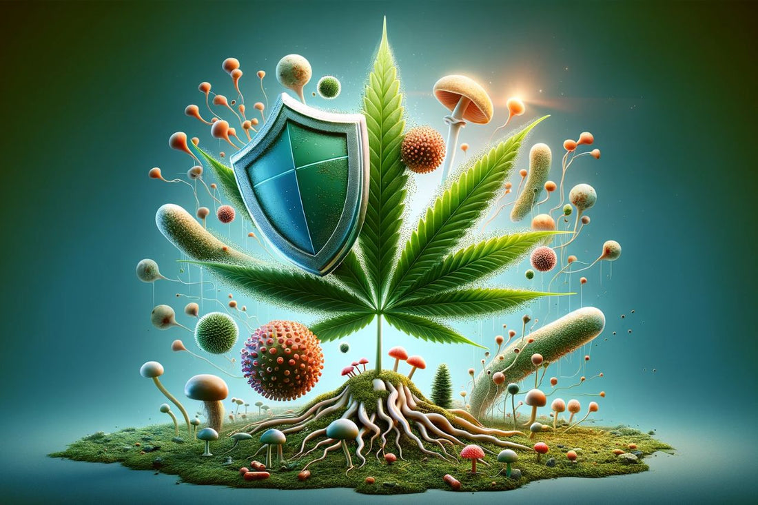 Animated cannabis leaf with a shield