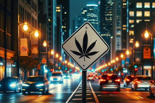 Cannabis sign in the midle of the street