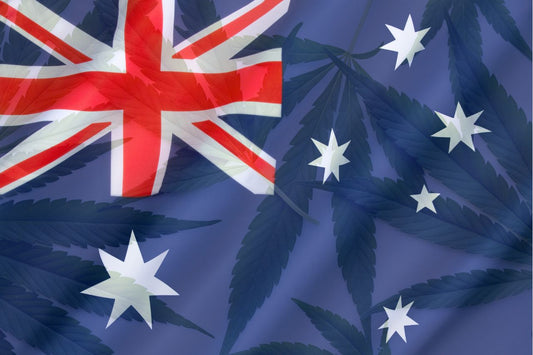 Australian flag and cannabis leaves