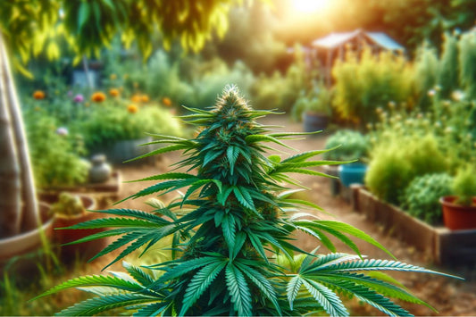 Cannabis plant in a garden