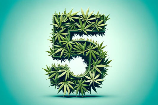 Cannabis leaves forming a number five