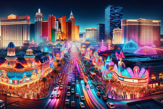 A nighttime scene in Las Vegas, Nevada