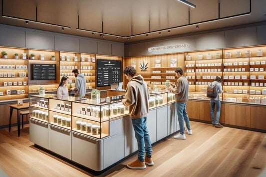 Inside of a cannabis dispensary in America