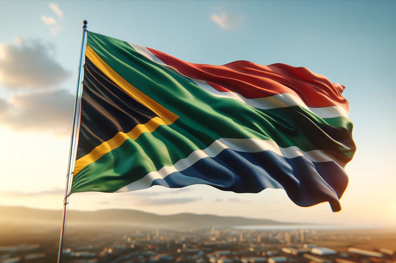 Waving flag of South Africa