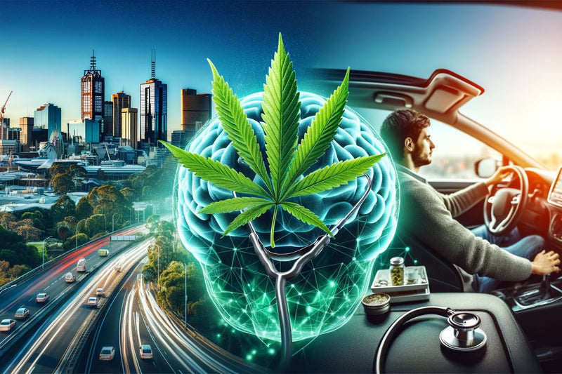 a brain and  a Cannabis leaf