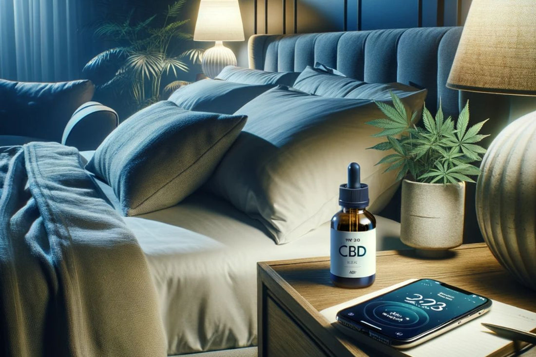 Small CBD bottle on the bedside