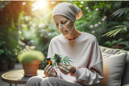 Cancer patient holding a Cannabis