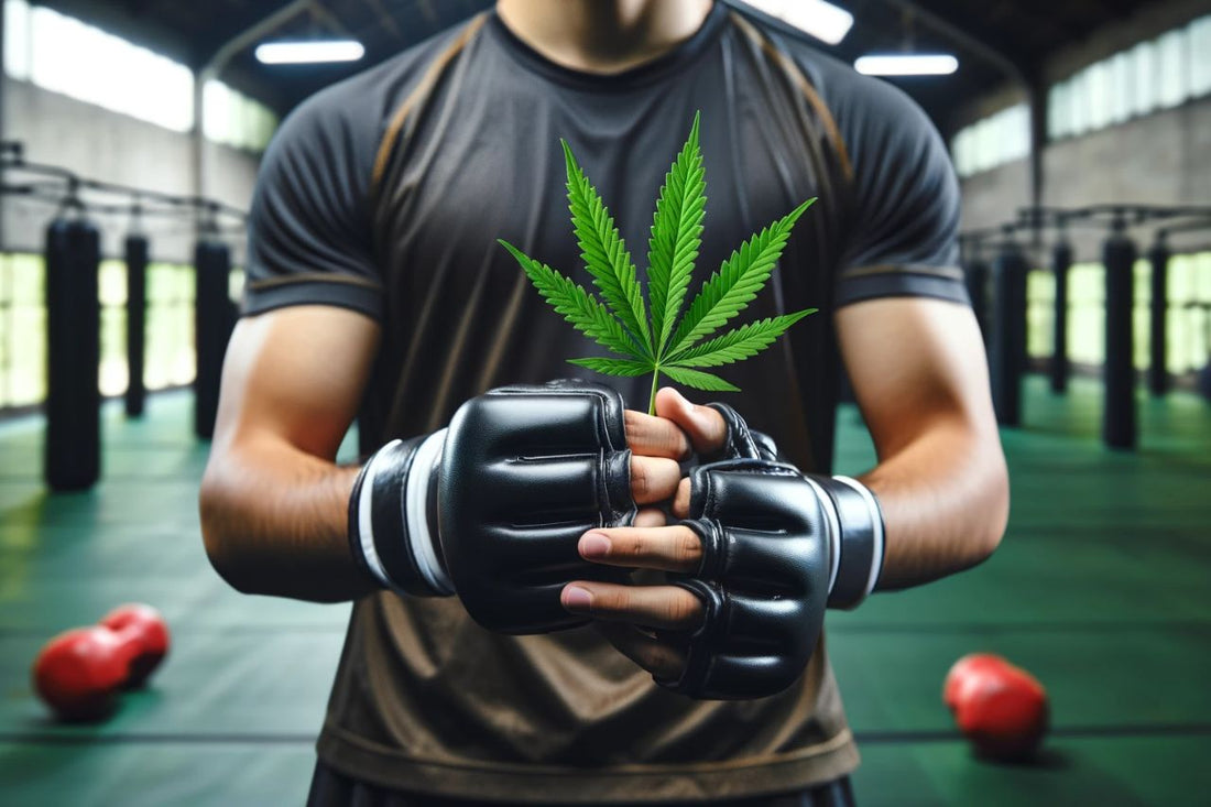 man holding a cannabis leaf