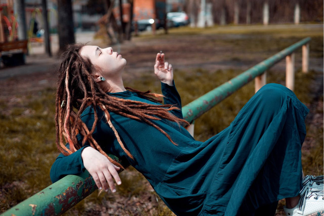 A girl smoking outside