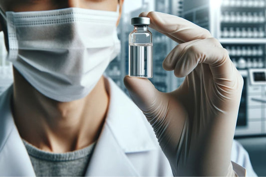 A researcher holding a vial