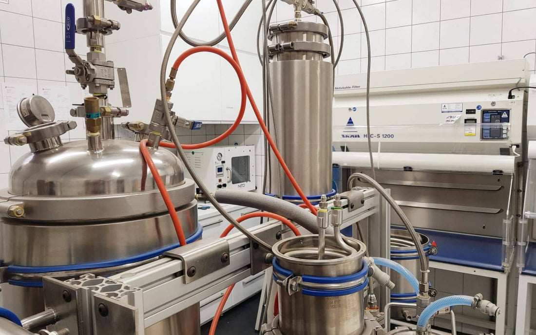 Stainless-steel processing and filtration equipment in the Formula Swiss laboratory
