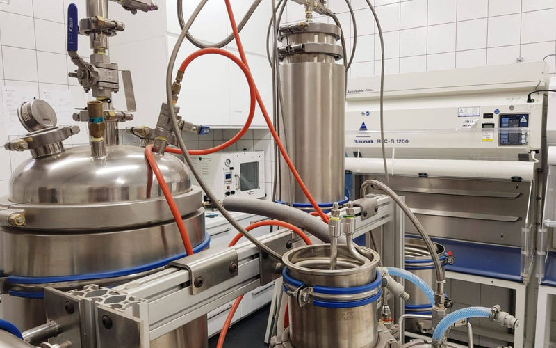 Stainless-steel processing and filtration equipment in the Formula Swiss laboratory