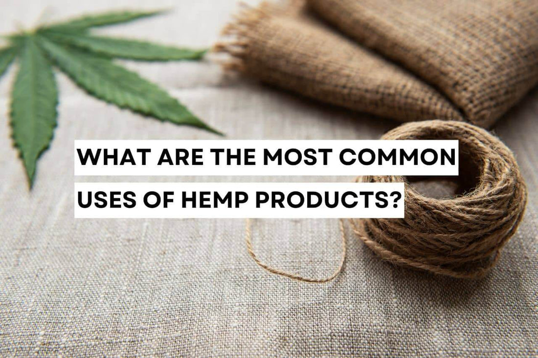 Hemp products common uses showing a leaf and twine.