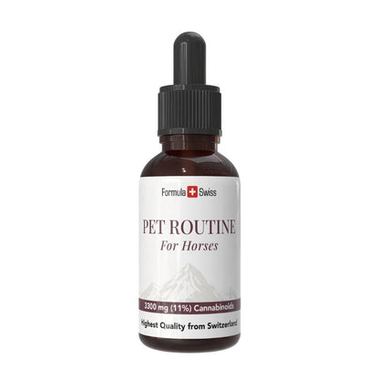 Bottle of 'Pet Routine for Horses' on a white background
